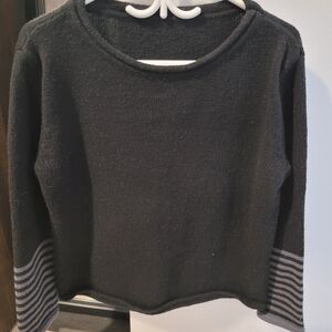 Cosmopolitan Black and Gray Crew Neck Sweater Dark Blue